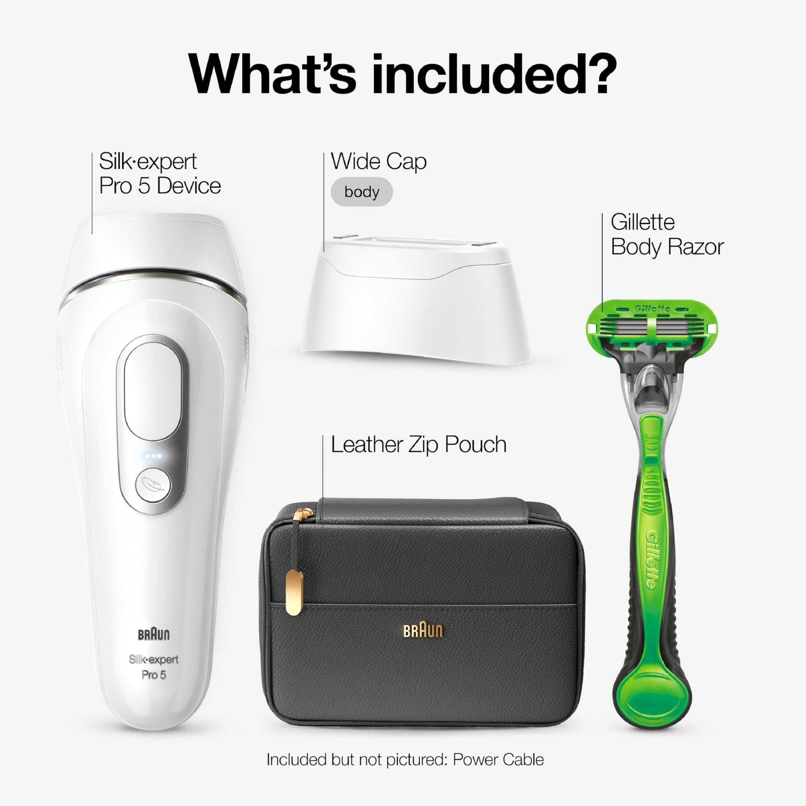 Braun Braun IPL at Home Laser Hair Removal Device for Men and Women, PL5145, with Gillette Razor, Pouch, and Wide Cap Head, Safe & Virtually Painless Alternative to Salon Hair Removal