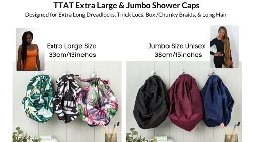 TTAT Try This an That TTAT Shower Cap Jumbo Size for Men & Women With Afro, Long Dreadlocks, Locs, Box Braids, Coily, Voluminous & Long Hair, Waterproof, Washable, Reusable & Adjustable (Maroon)