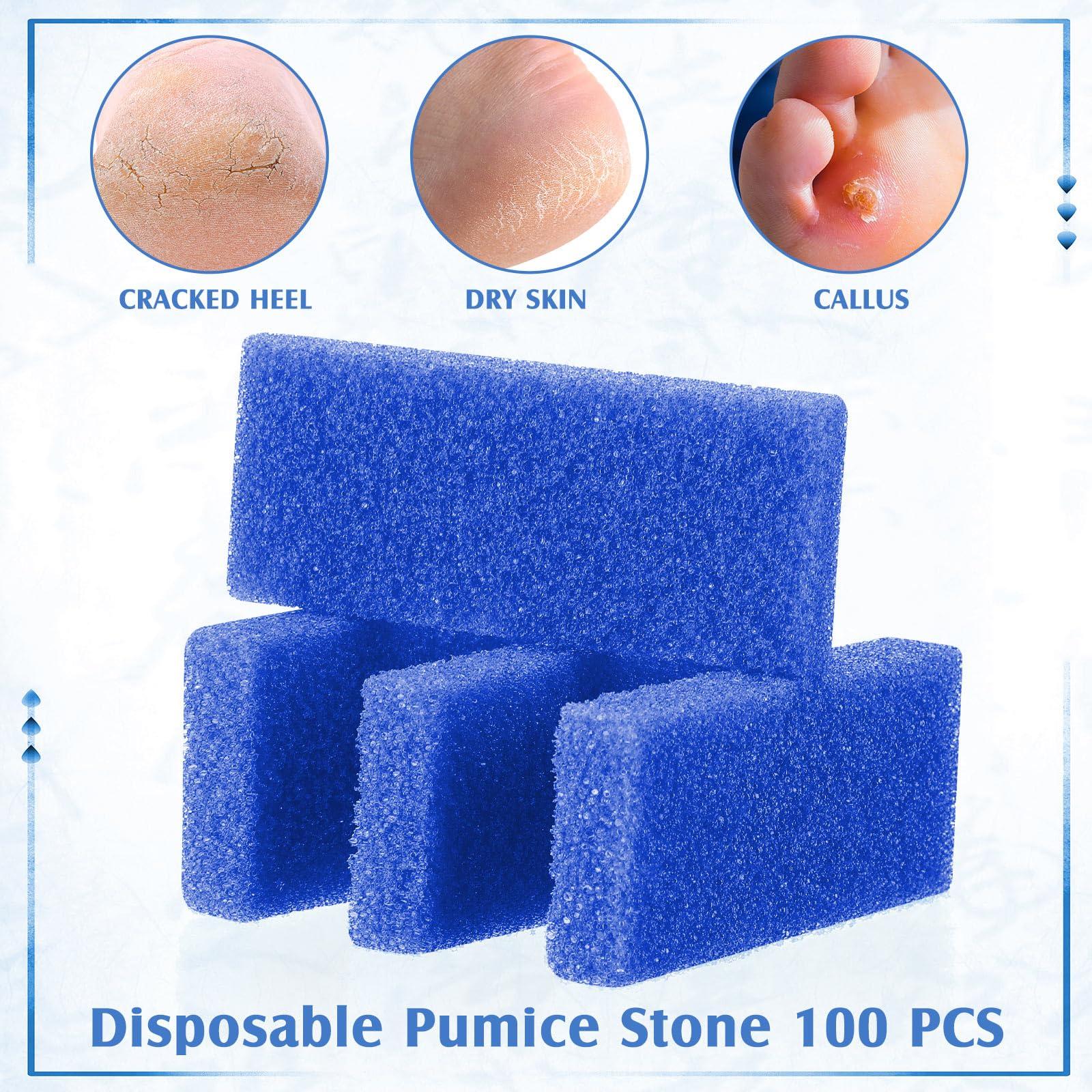 Batiyeer Batiyeer 100 Pcs Pumice Stone for Feet Scrubber Dead Skin Disposable Foot Pumice Foot Shower Scrubber Foot Scrubber for Heel Cuticle Callus Remover Bath Spa (Blue)