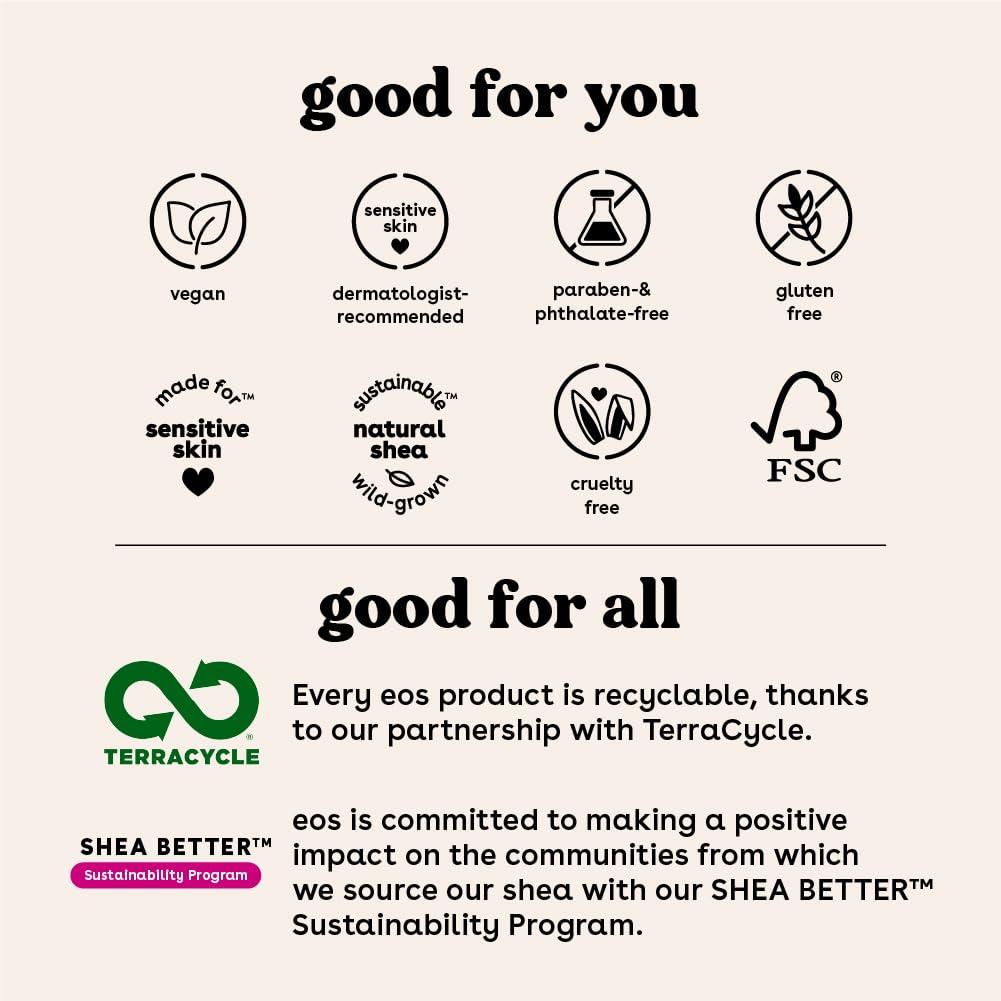 eos eos Plant Based Vegan Lip Salve- Strawberry Sorbet, 100% Natural Formula, Made with Upcycled Olive Squalane, Cruelty Free Lip Balm, 0.42 oz