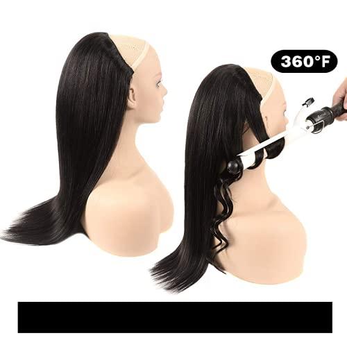 RJ HAIR 14-30 Inch Half Wig With Clip in Hair Extensions Brazilian Remy Straight Hair 180 Full Density 3/4 Half Wig Human Hair Black Brown Color (28inch 130% Density, 1#(Jet Black))
