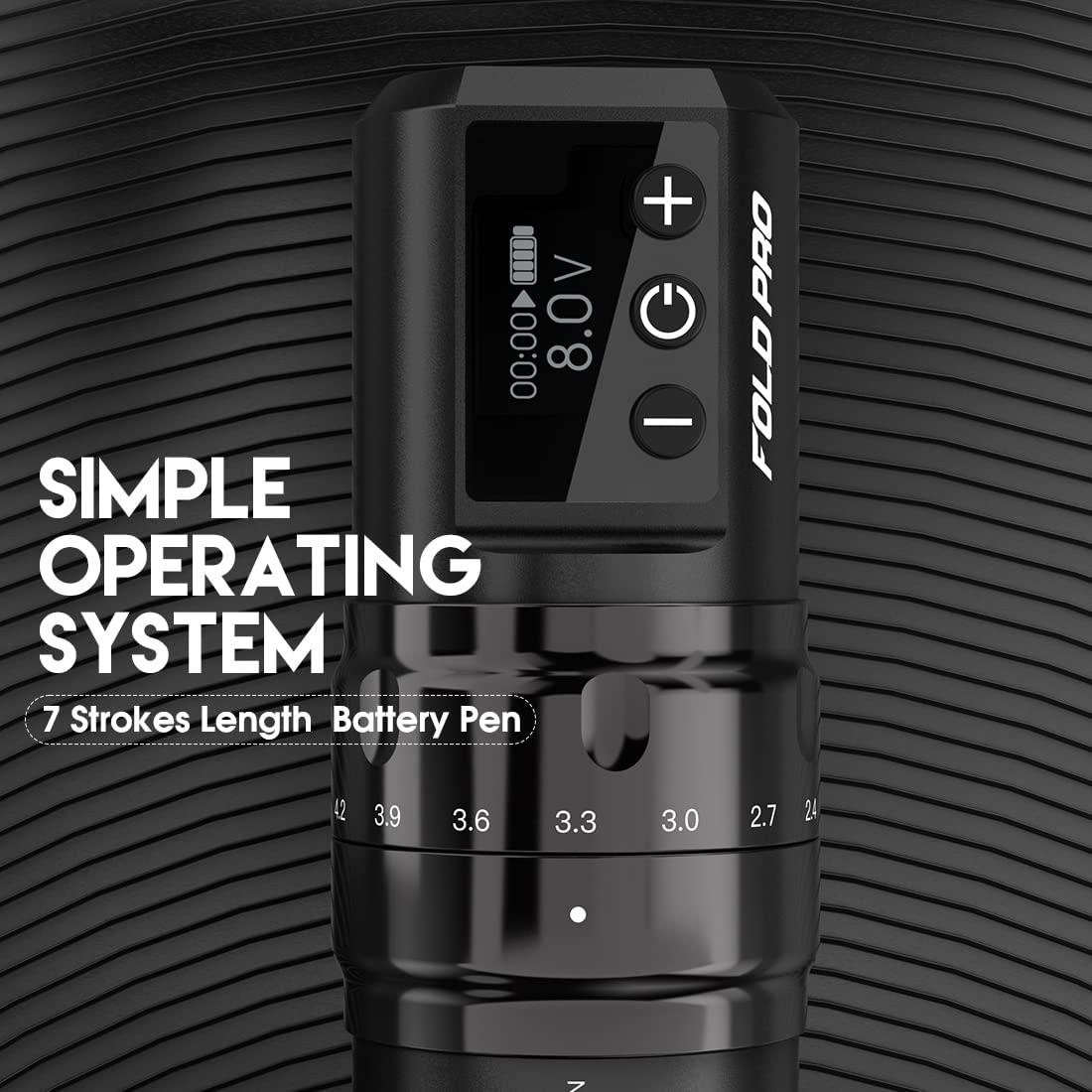 MAST TATTOO Mast Tattoo Fold Pro Wireless Tattoo Pen Machine Gun with 2 Replaceble Batteries