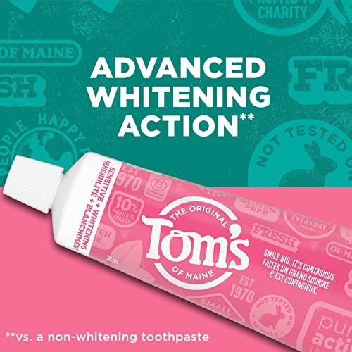Tom's of Maine Tom\'s of Maine Sensitive + Whitening Fluoride Free Toothpaste,Soothing Mint 4.0 oz 3-Pack