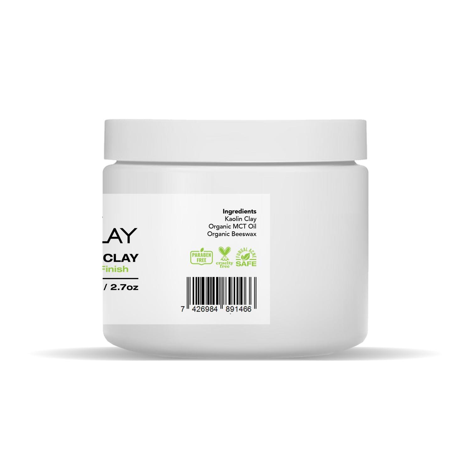 J FARELL J FARELL Clean Clay - Organic Hair Styling Clay, Fungal Acne Safe Seborrheic Dermatitis Safe, All Natural Hair Clay Pomade, Strong Hold Matte Finish (2.7 oz), Black