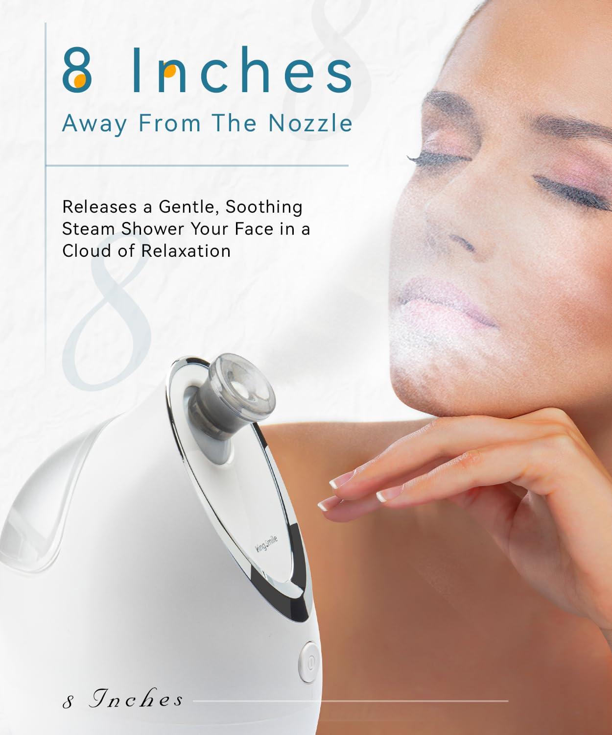 Kingsmile Kingsmile Facial Steamer, 2 in 1 Face Steamer for Facial,Compact Nano Steamer with Aromatherapy,Face Humidifier - Adjustable Nozzle, Warm Steam for Home SPA & Sinuses, Stainless Steel Kit & Hairlace