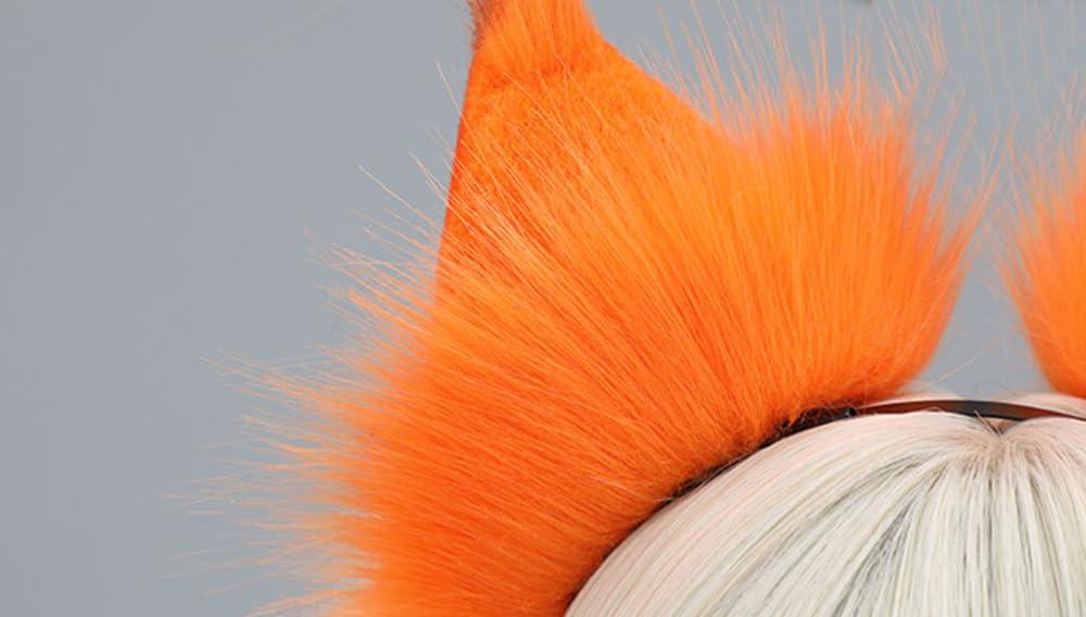 TTYAO REII TTYAO REII Orange Cat Ears Headband Fluffy Fox Wolf Lynx Ears Headwear Animal Hairband Christmas Cosplay Costume Accessories (Orange)