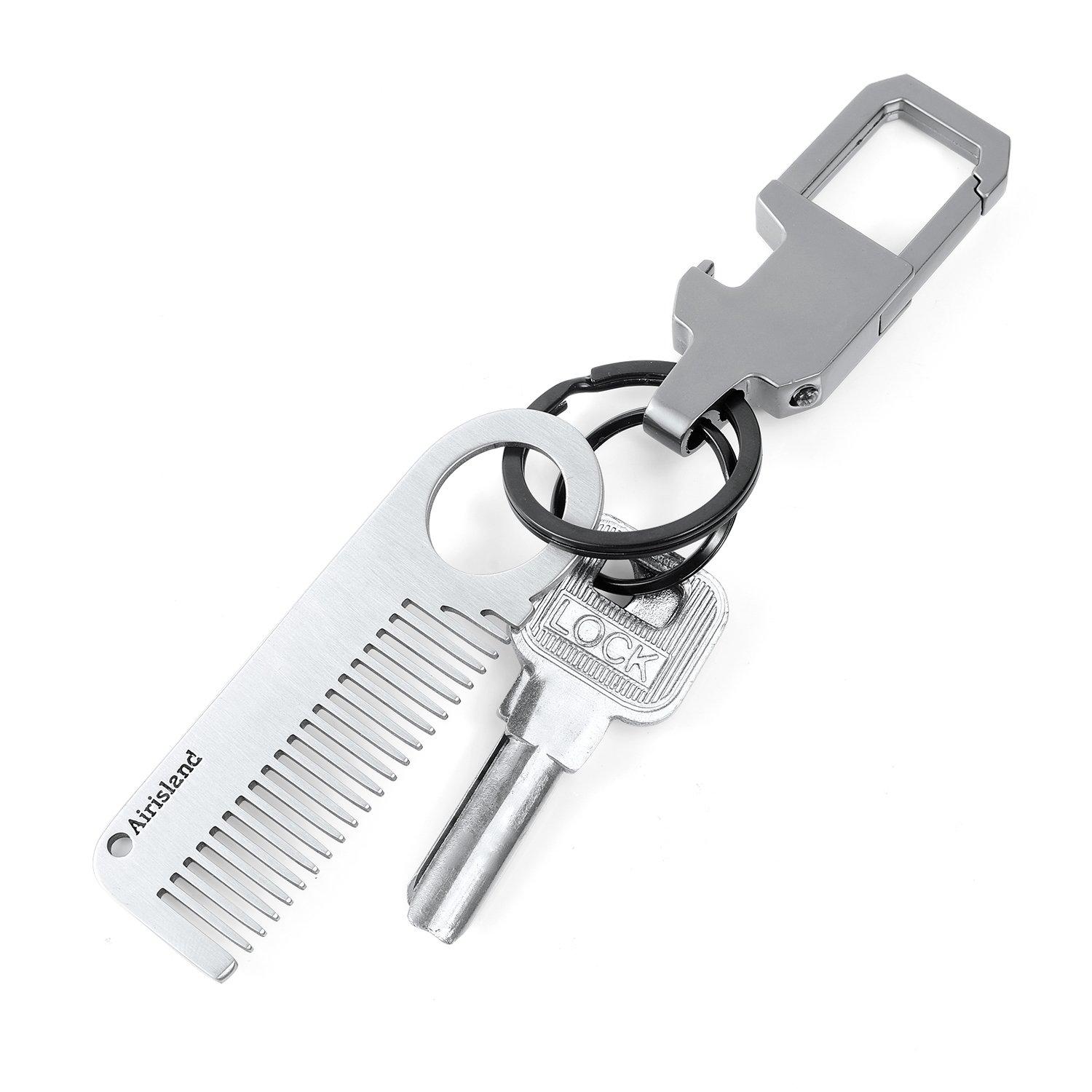 Airisland Airisland Stainless Steel Keychain Comb Small Pocket Comb Mini Anti-static Beard Mustache Comb 3.15 inches