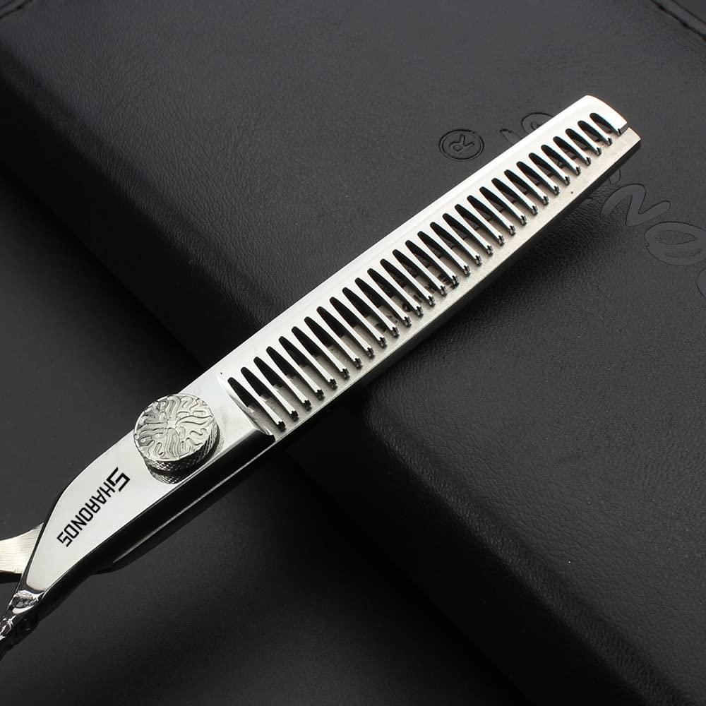 SHARONDS 6/7 Hair cutting Scissors/Hair scissors - Hairdresser Scissors Barber Scissors Razor Sharp Stainless Steel Shear (Silver) (7-inch 2pc)