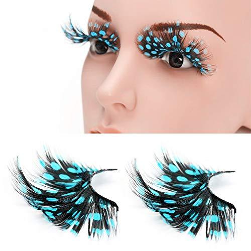 AnHua AnHua 1 Pair Long Feather False Fake Eyelashes Eye Lashes Halloween Fancy Dress Party Cosplay (Black blue)