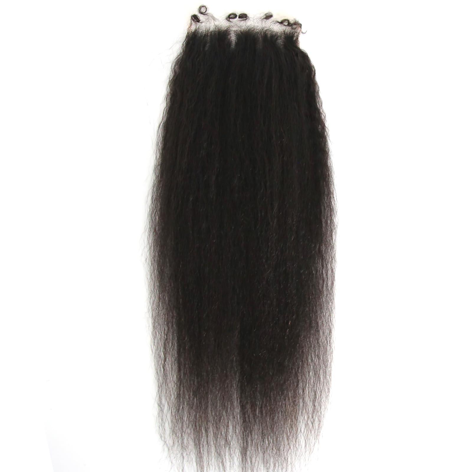 zigzag hair ZigZag Hair Kinky Straight 5x5 HD Lace Closure Pre Plucked 4C Kinky Edges Hairline Yaki Straight Closure HD Lace with Curly Baby Hair Human Hair Swiss Lace Closure (14 Inch, Kinky Straight)