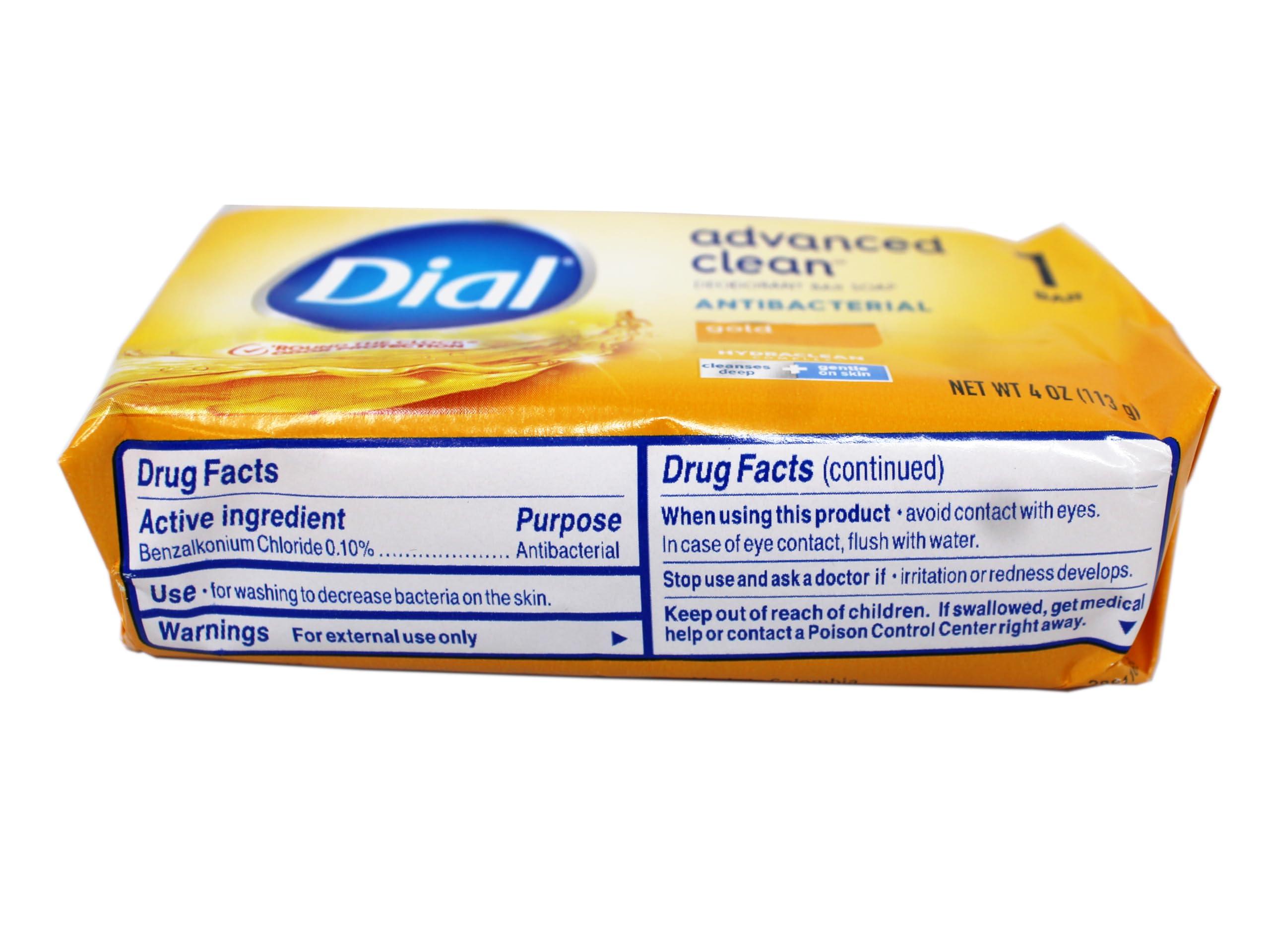 Dial Dial Advanced Clean Antibacterial Deodorant Bar Soap, Gold Scent, 4 Oz., 36 Bars/Box (00052336926172)