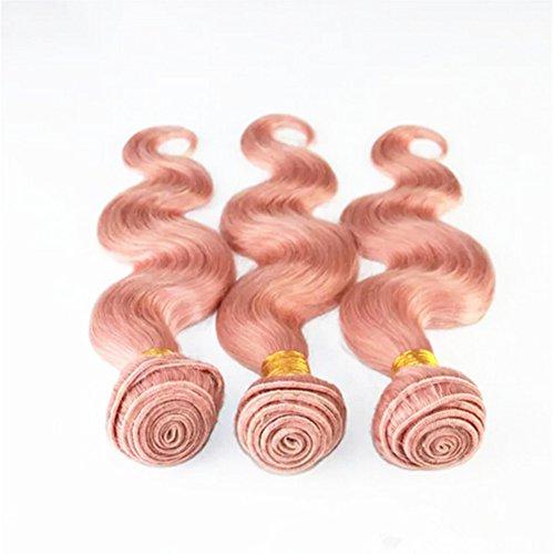 Ruma Hair Ruma Hair 8A Glamorous Rose Gold Wavy Virgin Hair Weave With 13x4 Lace Frontal Closure 4Pcs Lot New Fashion Pink Body Wave Human Hair 3 Bundles With Ear to Ear Full Frontals (18 with 18 18 18)