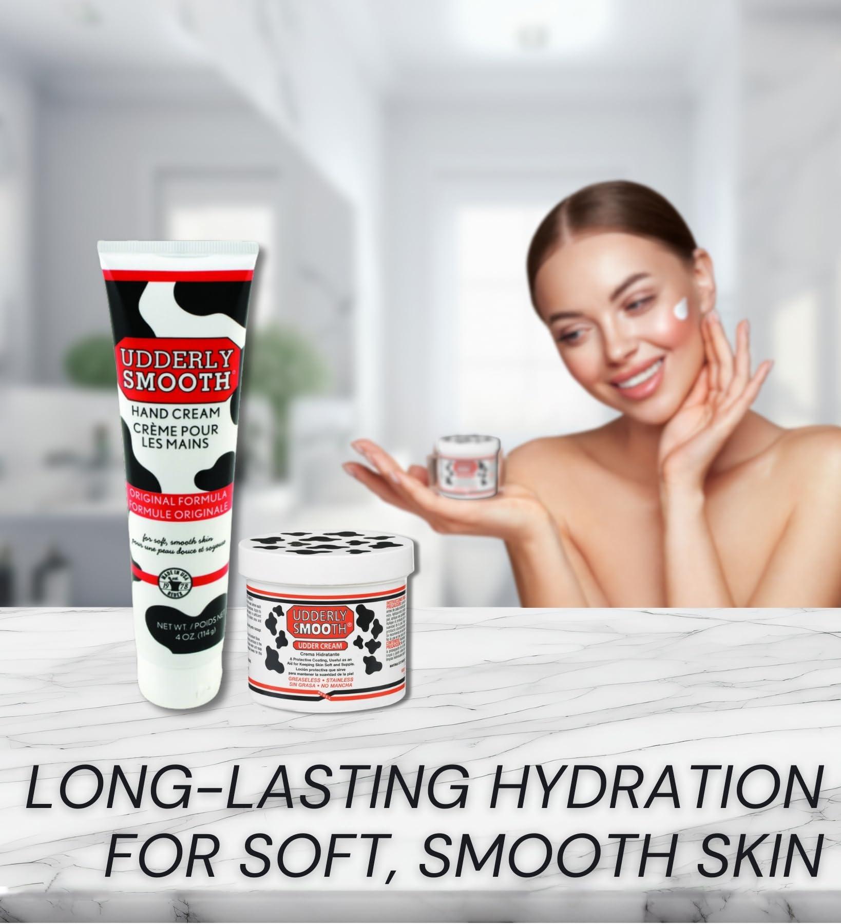 GROVE Udderly Smooth Hand Cream 4 oz + Udderly Smooth Body Cream 10 oz Bundle with Nail Clipper - Moisturizing Cream for Dry, Cracked Skin - Fast-Absorbing Non-Greasy Formula - (3 Items)