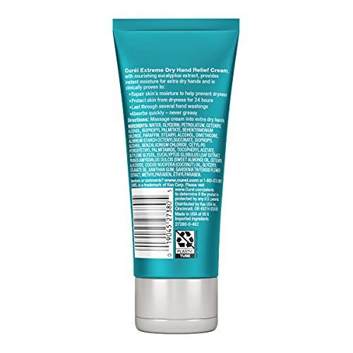 Curel Curel Extreme Dry Hand Dryness Relief, Travel Size Hand Cream, Easily Absorbed for Long-Lasting Relief after Washing Hands, with Eucalyptus Extract, 3 Ounces (Pack of 2)