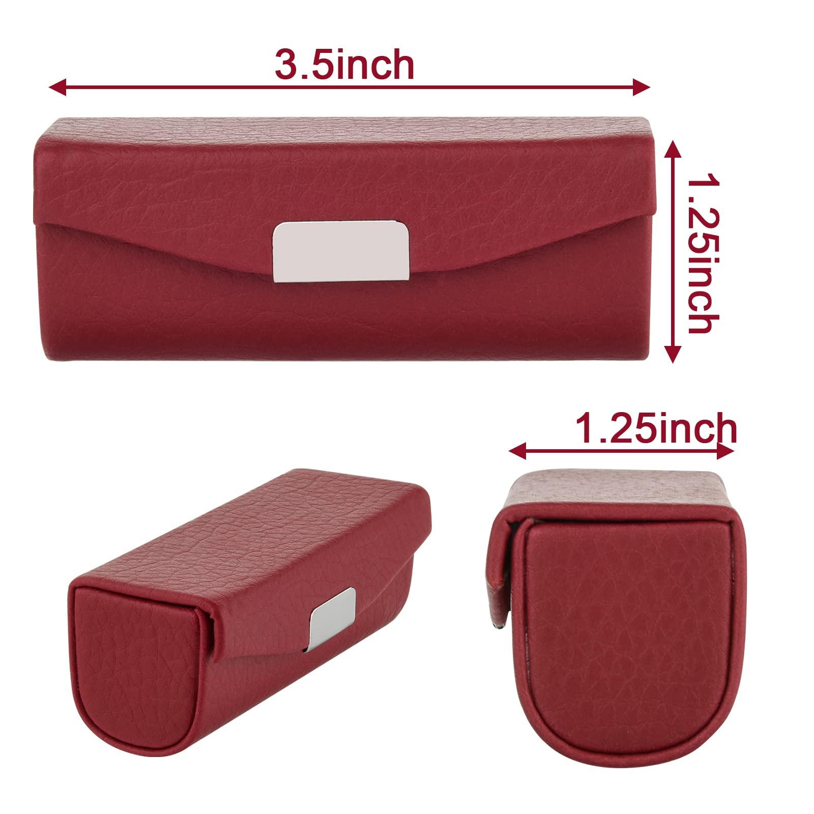 Beautyflier Beautyflier Women’s Soft PU Leather Lipstick Case Holder with Mirror Rectangle Makeup Travel Cases for Purse Lipstick Holder (Red Lychee Pattern)