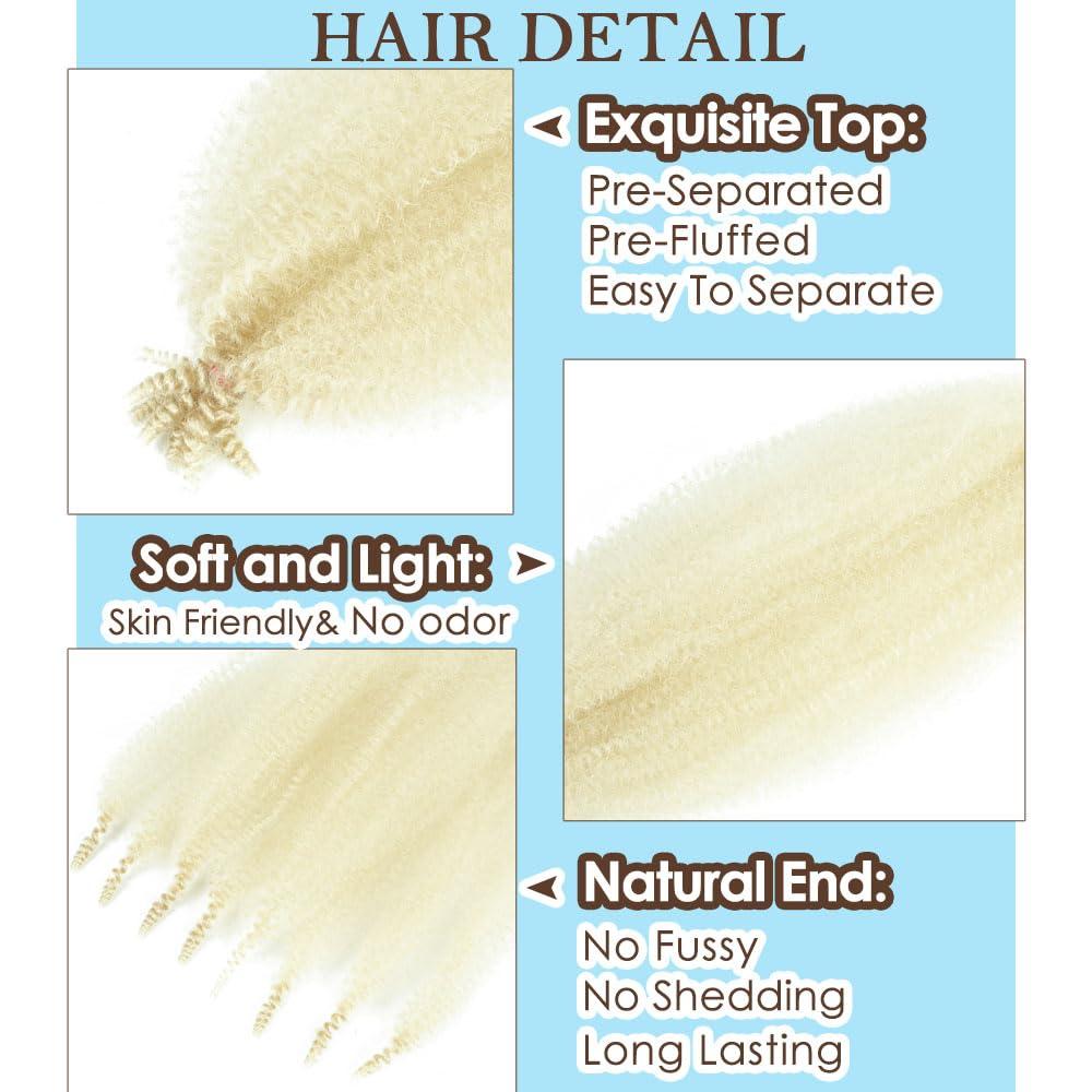 Dlyoigr Afro Twist Hair Pre Separated Springy Afro Twist Hair Pre stretched Wrapping Hair for Soft Locs Marley Twist Braiding Hair Afro Kinky Twist Hair Extensions (12 Inch (Pack of 3),613#)