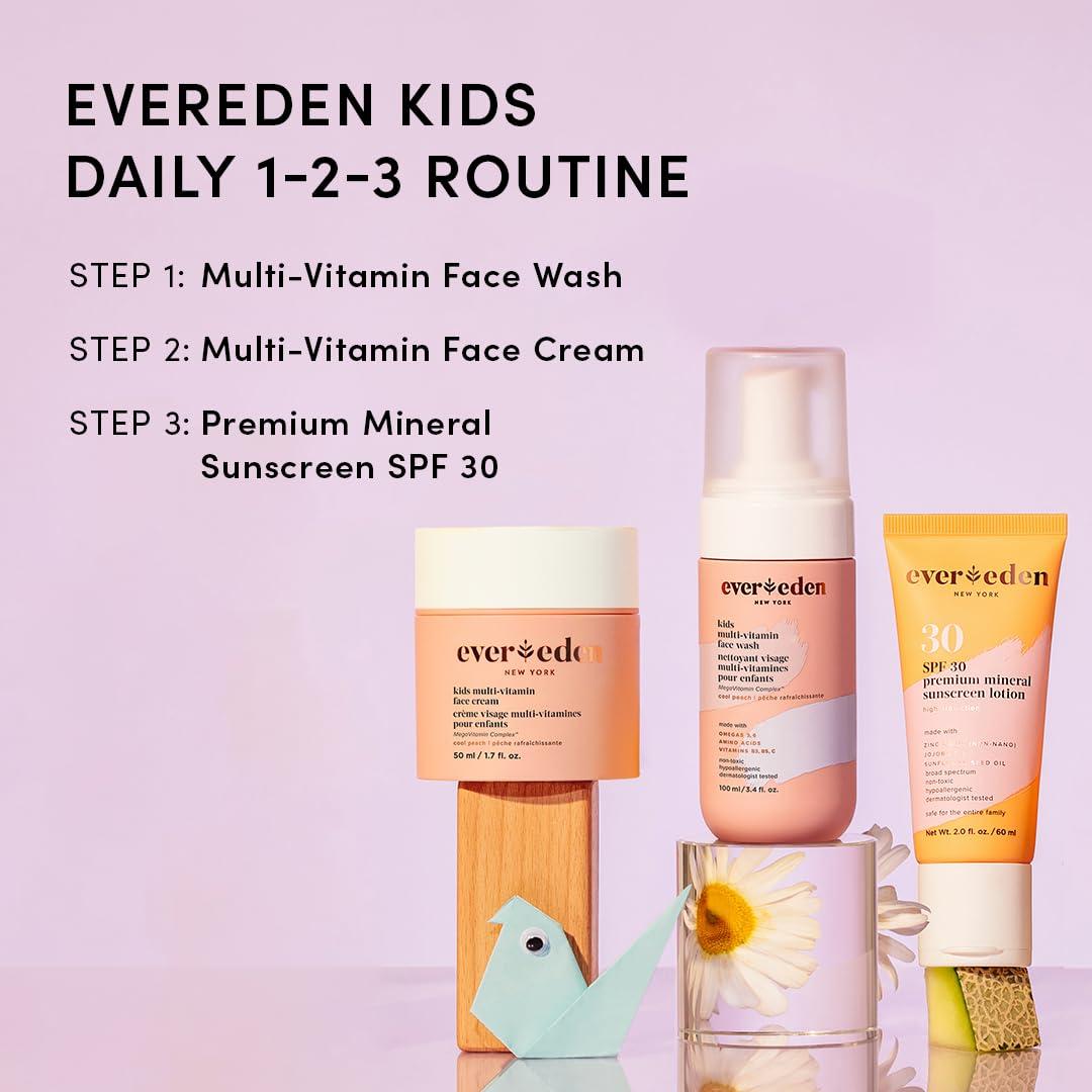 Evereden Evereden Kids Skincare Bundle: 1-2-3 Routine with Multi-Vitamin Face Wash, Cream, SPF 30 & Spa Headband Gentle, Nourishing Skincare & Fun Hair Management for Kids Perfect for Daily Care