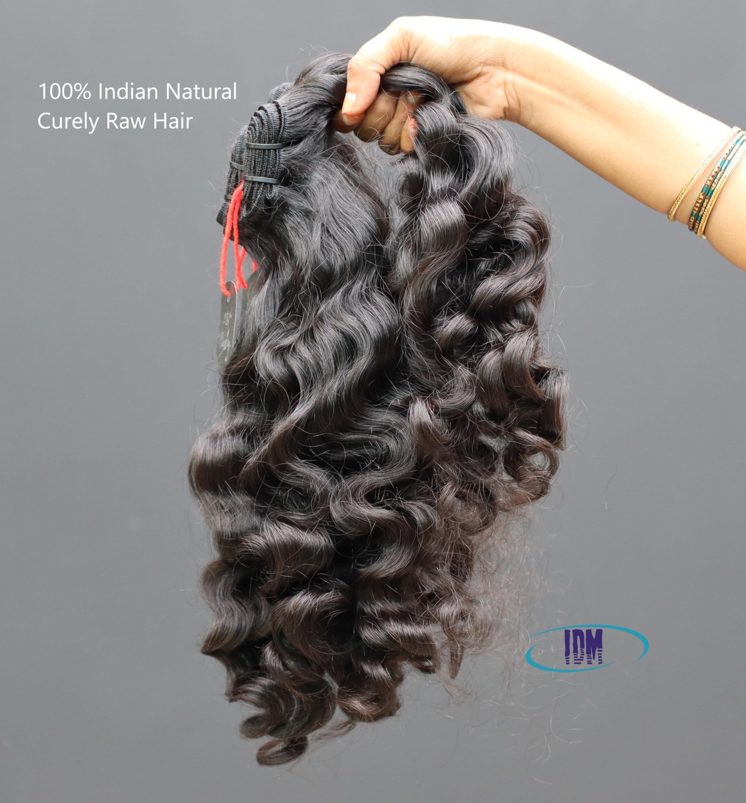 IDM INDIA IDM 14” Curly 2 bundles raw indian bundles human hair indian natural curly single donor hair