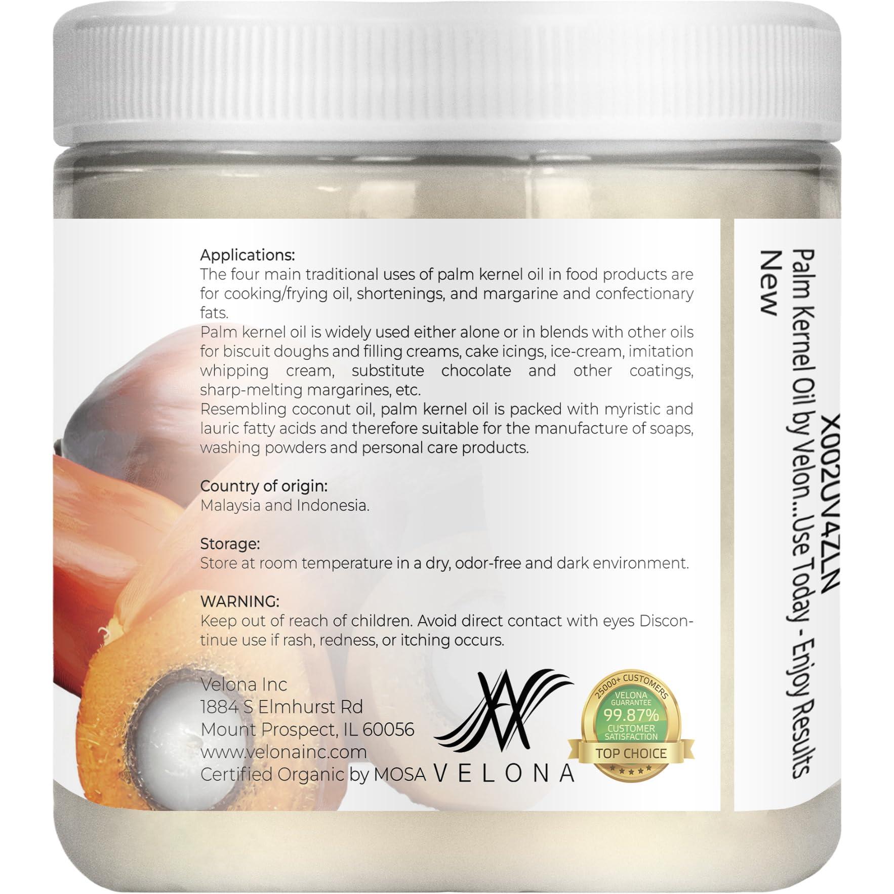 velona velona USDA Certified Organic Palm Kernel Oil - 8 oz | 100% Pure and Natural Carrier Oil | Refined, Cold Pressed | Face, Hair, Body & Skin Care | Use Today - Enjoy Results