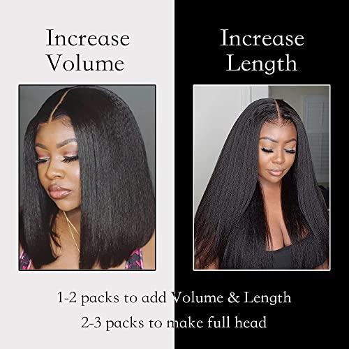 N NIAWIGS Kinky Straight Tape In Extensions Human Hair for Black Women Niawigs Tape In Hair Extensions 100% Human Hair 40pcs Kinky Straight Tape Ins 100G Natural Black 24 Inches