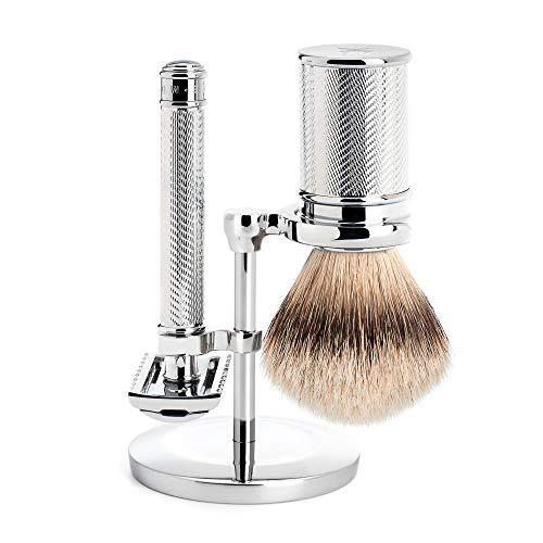 M MÜHLE MHLE Silvertip Badger Safety Razor (Open Comb) Shaving Set - Perfect for Every Day Use, Barbershop Quality Close Smooth Shave Chrome