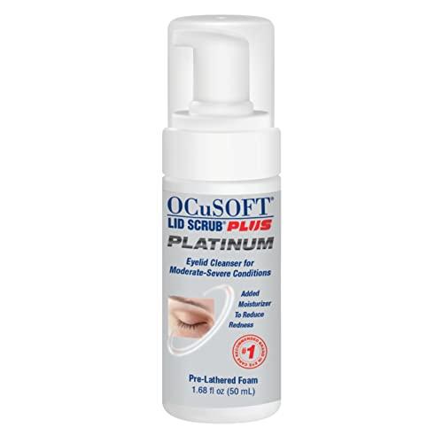 OCuSOFT OCuSOFT Lid Scrub PLUS Platinum Extra Strength Foaming Eyelid Cleanser - Leave-On Eyelid & Eyelash Cleanser with Phytosphingosine to Remove Oil, Dirt & Makeup -1.68 fl oz