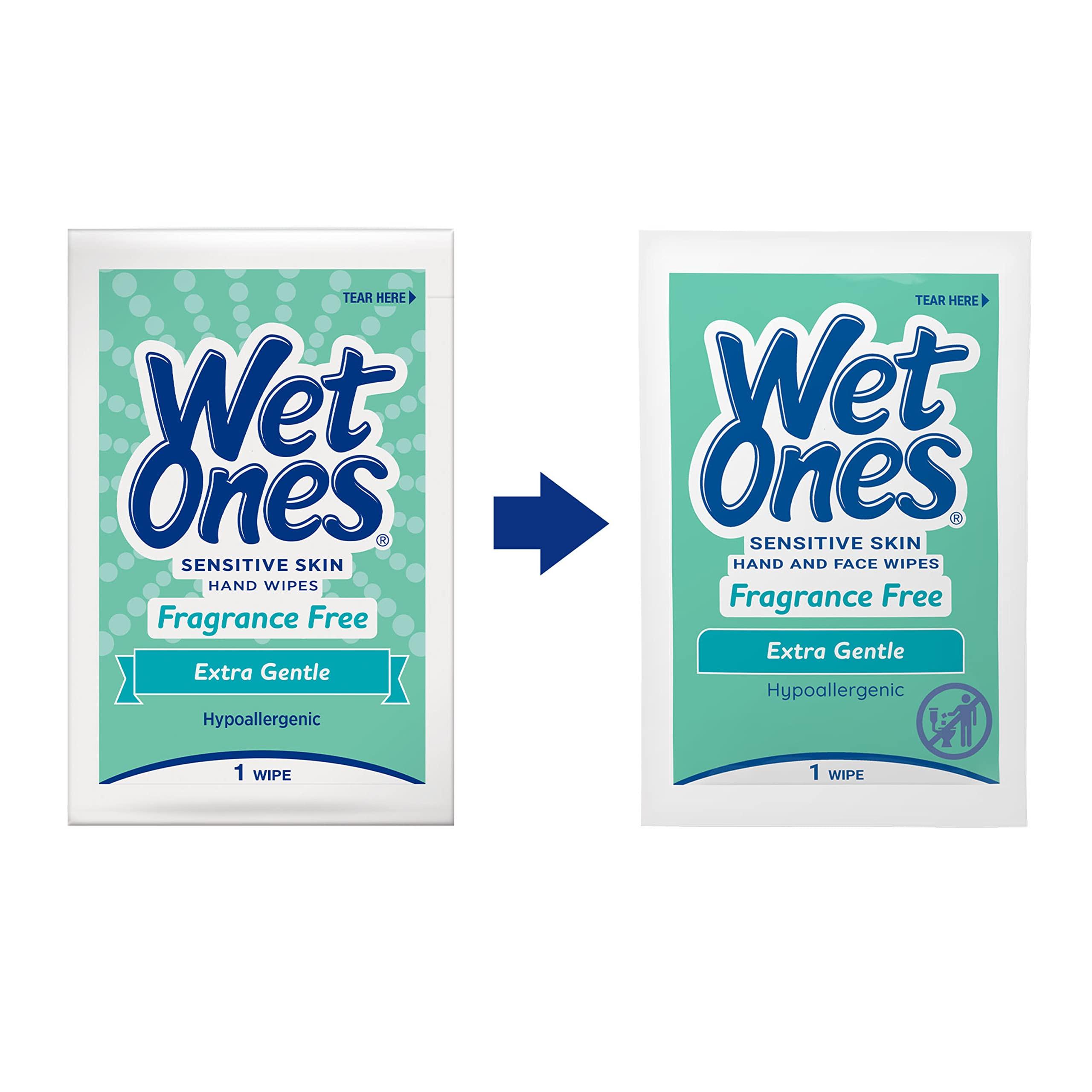 Wet Ones Wet Ones Unscented Face and Hand Wipes, Individually Wrapped - 24 Count (Pack of 6) & Hand Wipes for Sensitive Skin | Wipes Case for Hand and Face| 20 ct. Travel Size (10 pack)