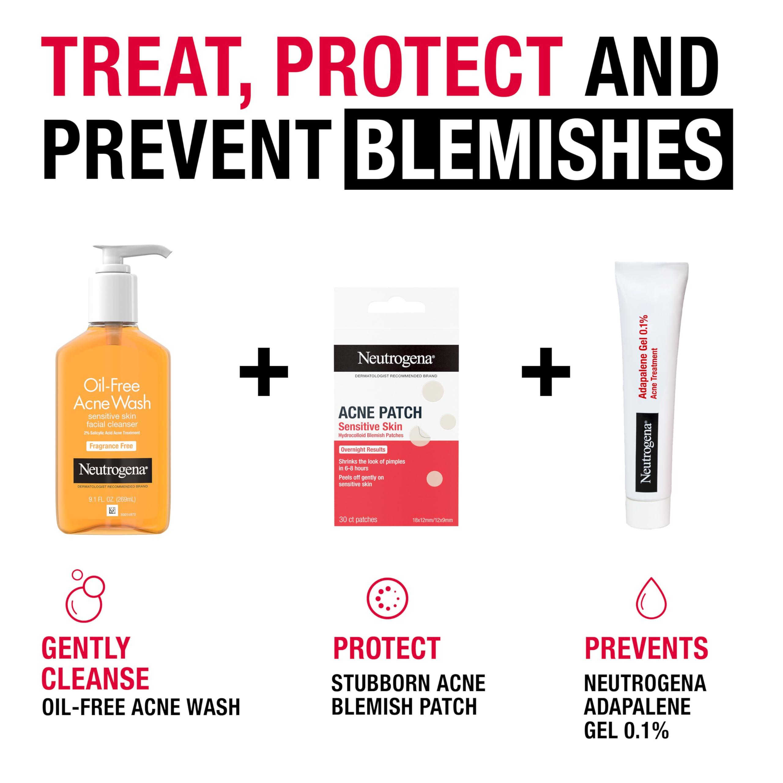 Neutrogena Neutrogena Pimple Patches for Sensitive Skin Variety Pack, Hydrocolloid Blemish Acne Patches Shrink the Look of Pimples & Zits Overnight, Gentle, Non-Medicated Facial Patches, Two Sizes, 30 ct