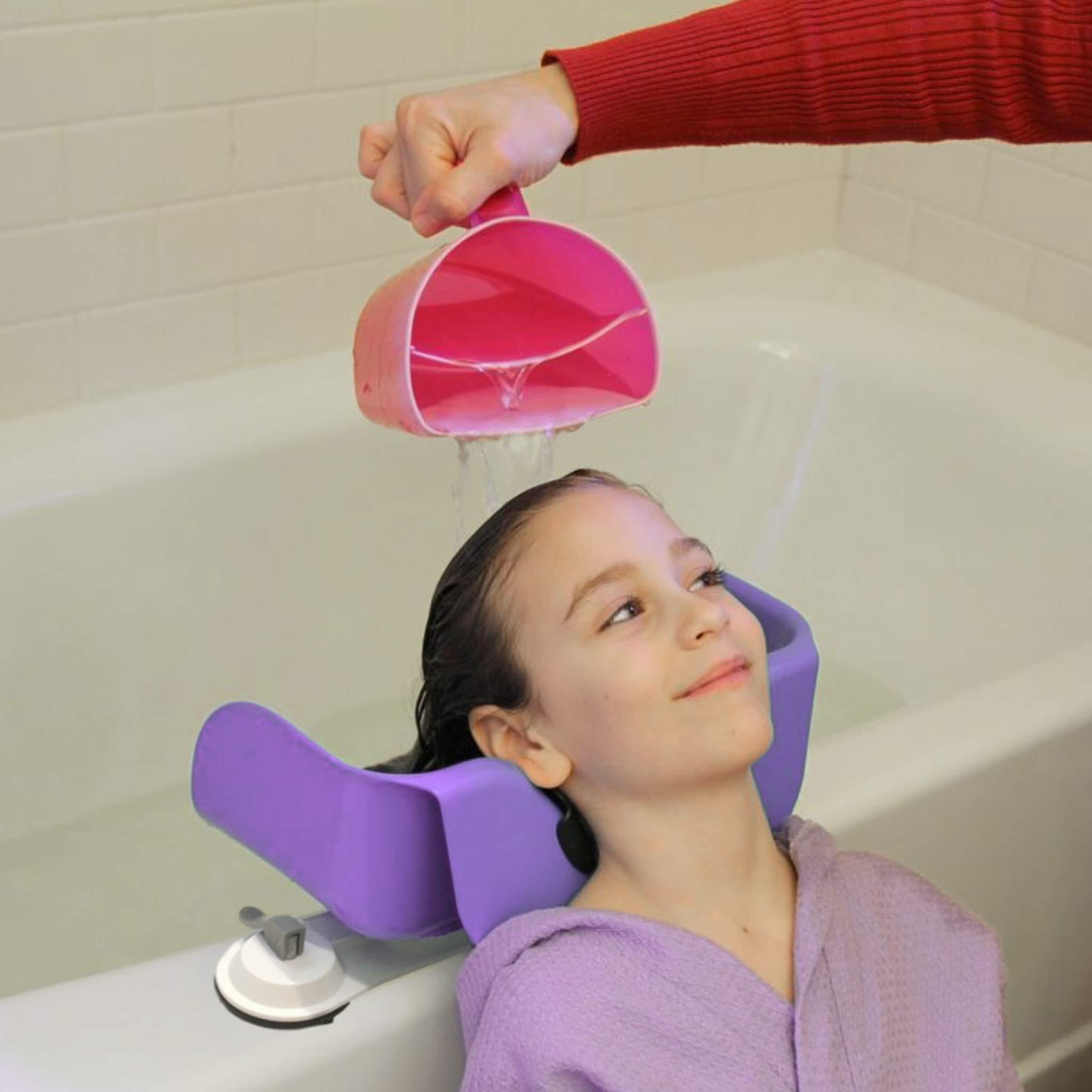Shampoo Buddy Shampoo Buddy Portable Hair Wash Basin for Children, Toddlers, Kids, Teens | Shampoo Bowl for use on Bathtub or Sink | Hair Washing Basin | Tear-Free Rinser for Children (Purple)