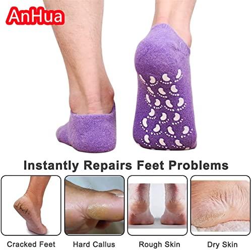 AnHua AnHua 1 Pair Feet Spa Moisturizing Gel Socks Exfoliating Dry Cracked Soft Skin Sock Pedicure Foot Care Tool Beauty Foot Care (Purple)