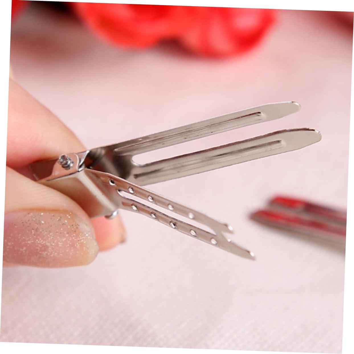 Didiseaon Didiseaon 50pcs Double Prong Metal Hair Clips Silver Plated Small Hair Alligator Clips for Braiding and Diy Hair Bow Making