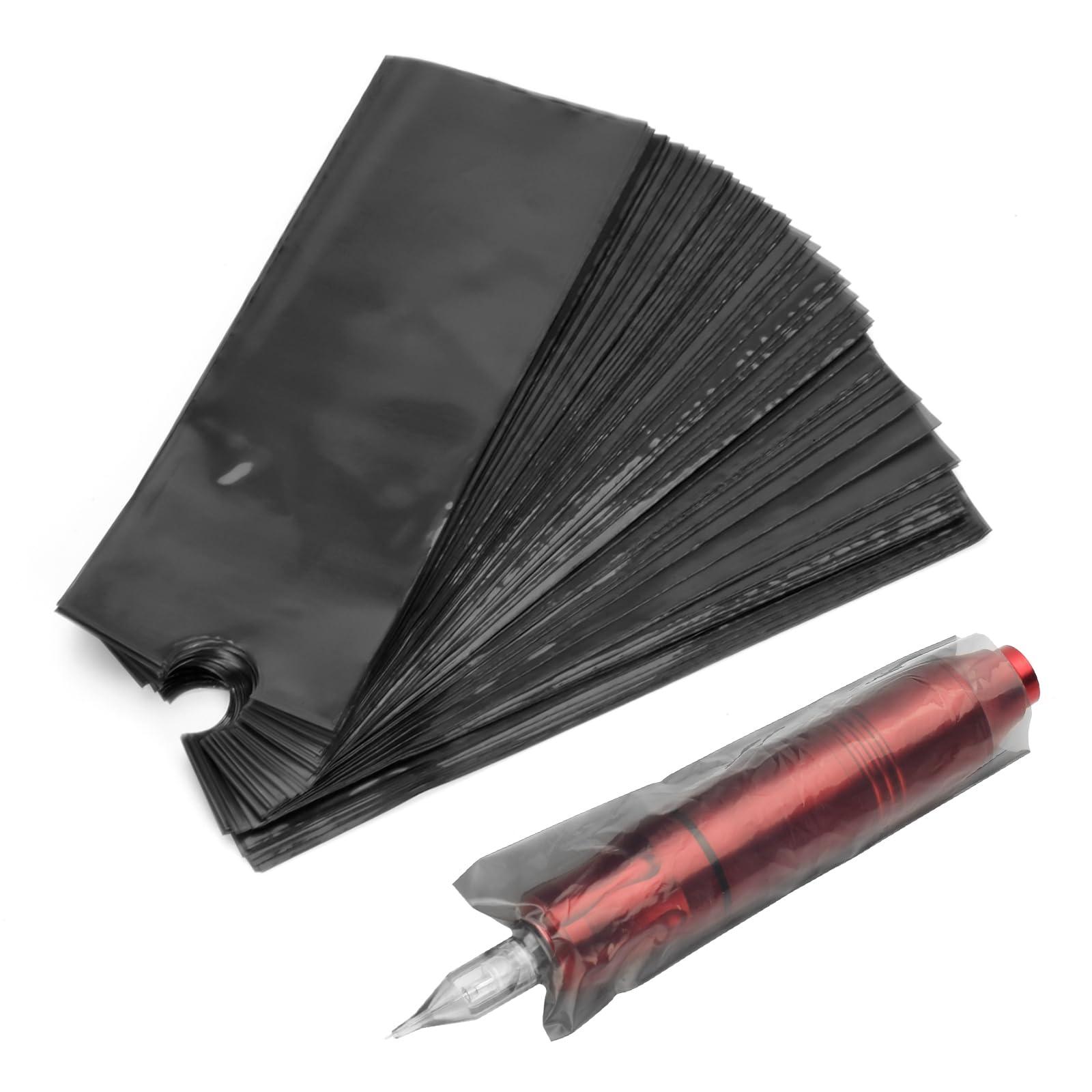 BAMTTOO BAMTTOO 200pcs Tattoo Machine Pen Covers Black Tattoo Machine Bags Disposable Tattoo Pen Sleeves Plastic Tattoo Pen Bags Tattoo Supplies for Tattoo Artist (200pcs Tattoo Pen Bags)