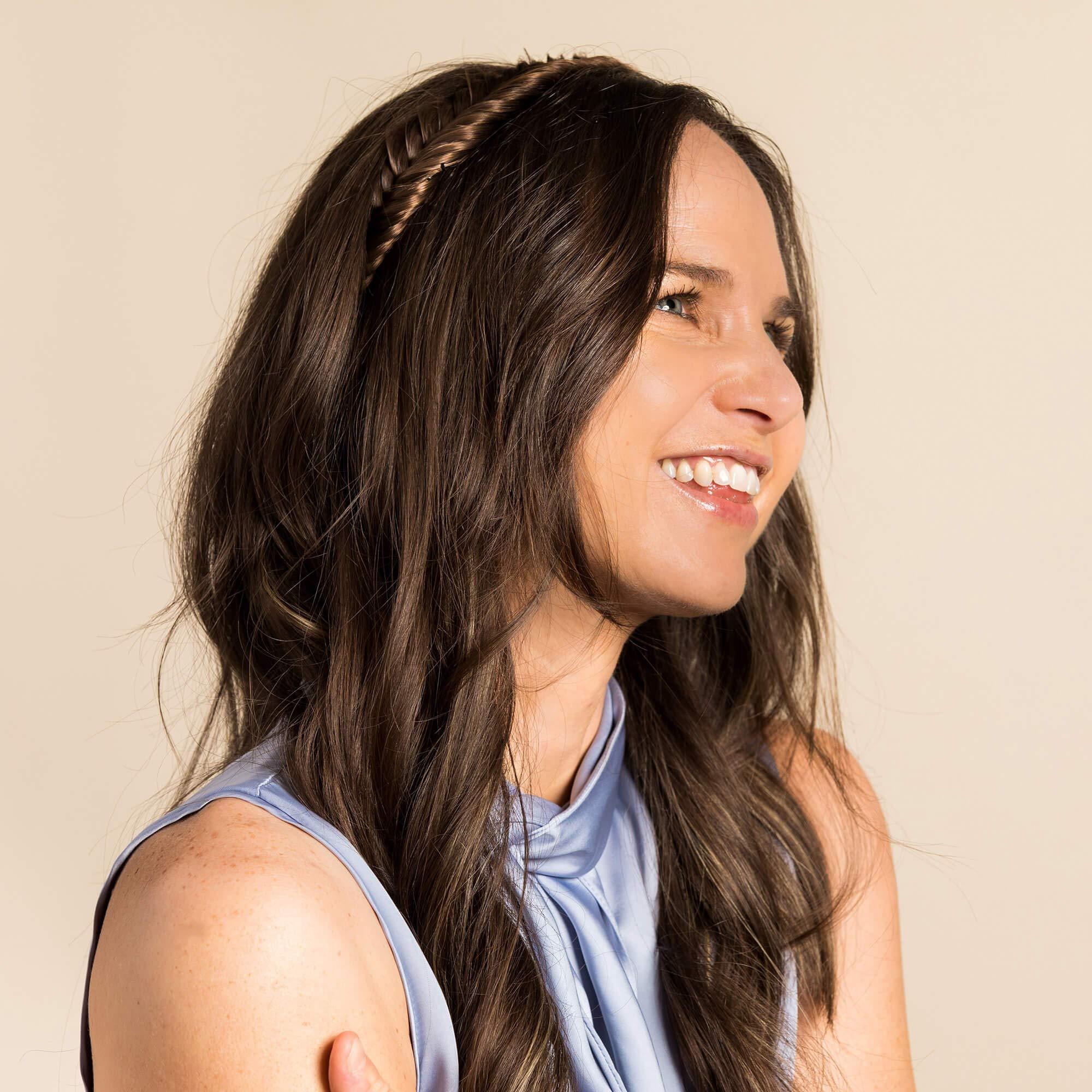 MADISON BRAIDS MADISON BRAIDS Women\'s Headband Hair Braid Natural Looking Synthetic Hair Piece Extension - Arisa Fishtail - Brunette