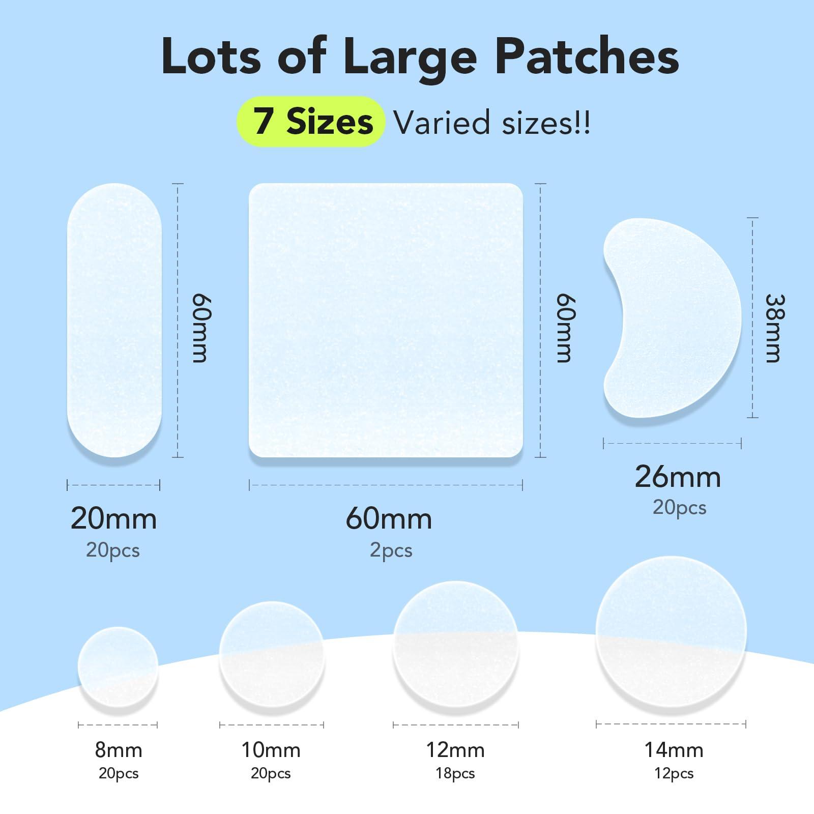 LitBear LitBear Large Pimple Patches (7 Sizes 112 Patches), Big Acne Patches, XL Hydrocolloid Bandages for Full Face, Forehead, Chin, Nose, Body, Back, Neck & Chest, Oval, Moon, Square hydrocolloid Patch