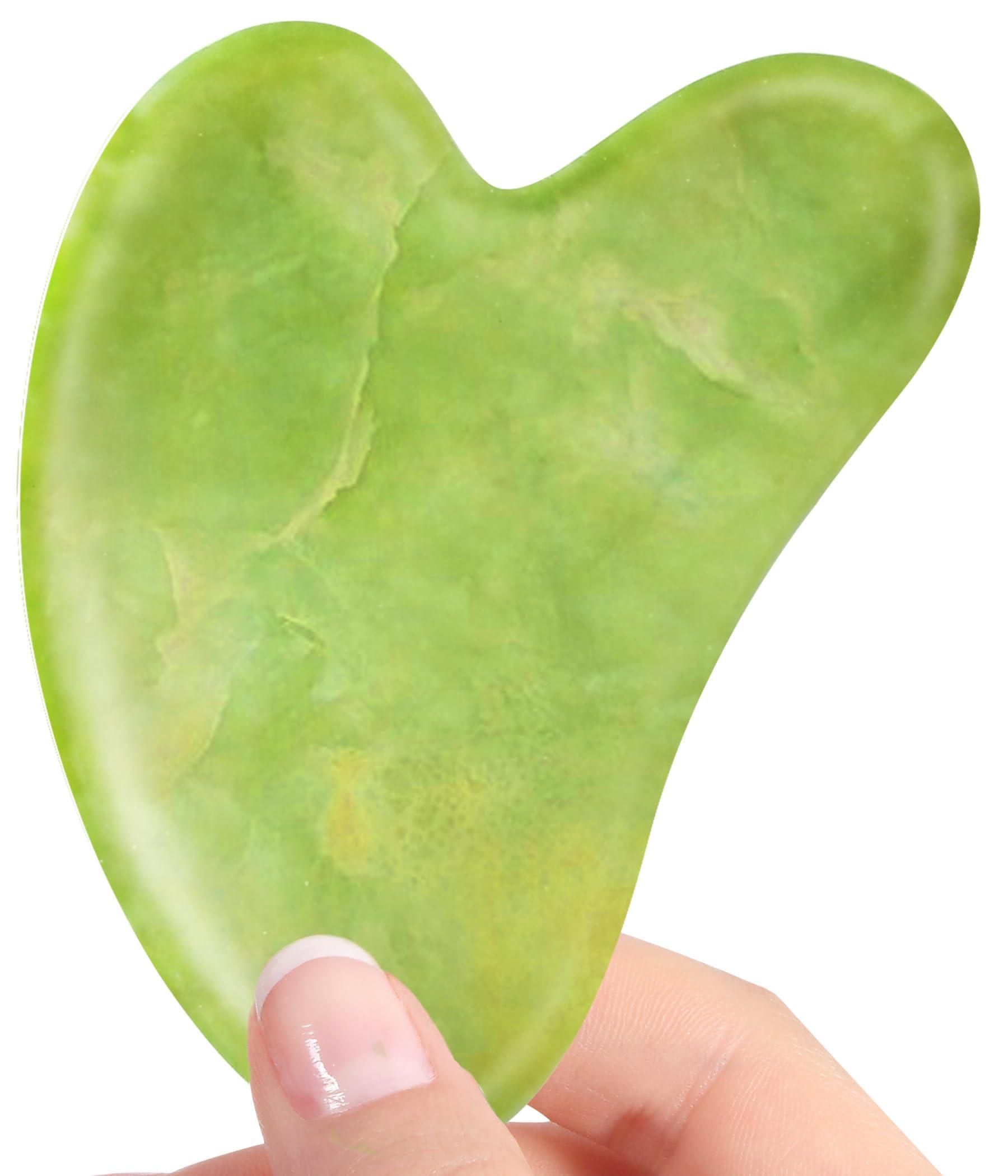 Boncun Jade Gua Sha Facial Tools Guasha Tool for Face Massager Stones Gua Sha Stone Skincare Tools Facial Massager Tool Body Face Massage Tools Sculpting (Green)