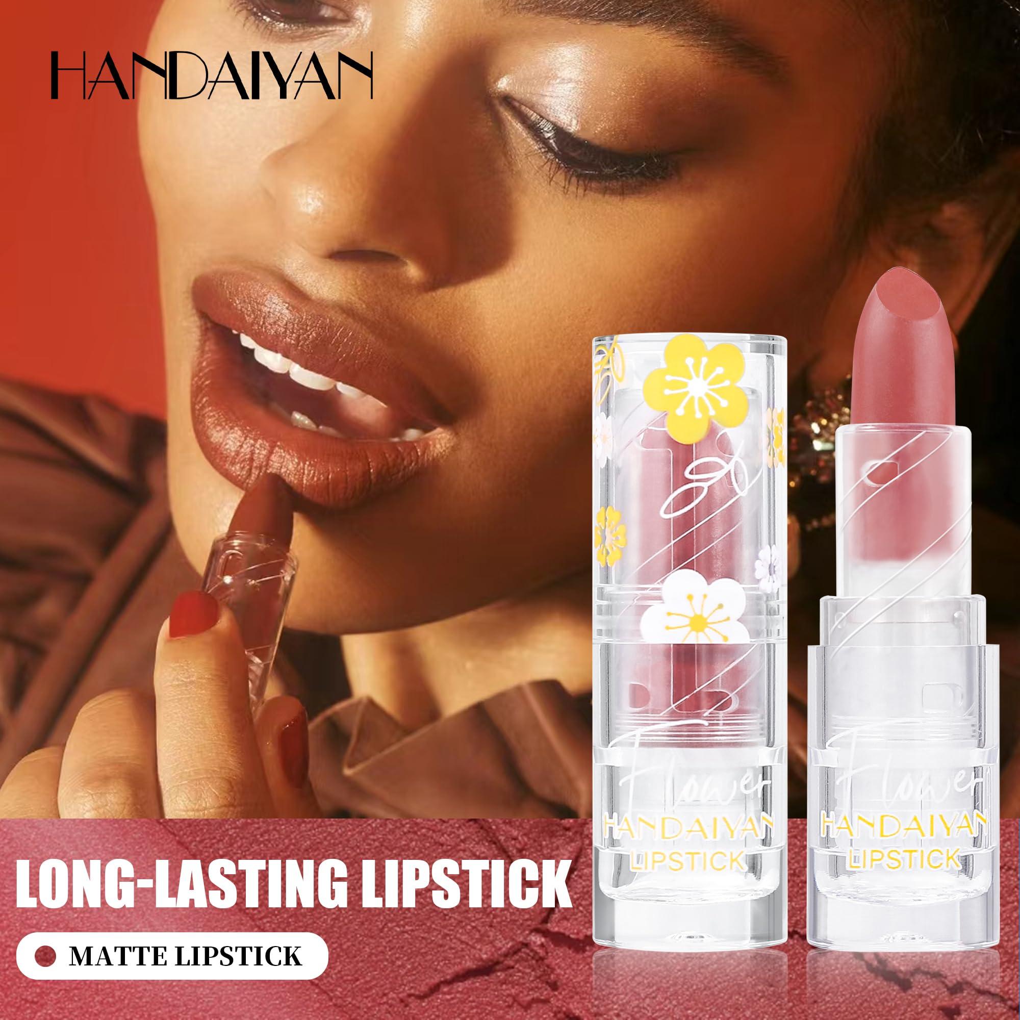 DLZZRS DLZZRS Flower Matte Lipstick, Moisturize Long Lasting Lock in Color Velvet Matte Lipstick, Waterproof Non-Stick Cup Premium Matte Lipstick for Women Girls(#09)