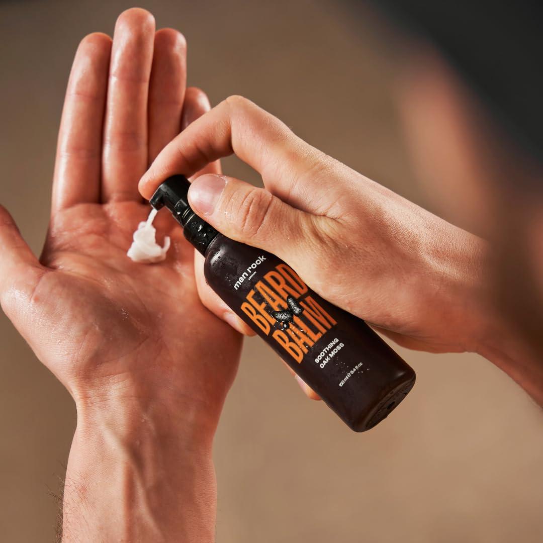 Men Rock Men Rock Beardy Beloved Soothing Essential Beard Kit - Oak Moss for Men - 3 Pc 3.4oz Soothing Beard Wash - Oak Moss, 3.4oz Soothing Beard Balm - Oak Moss, 1oz Beard Oil - Original