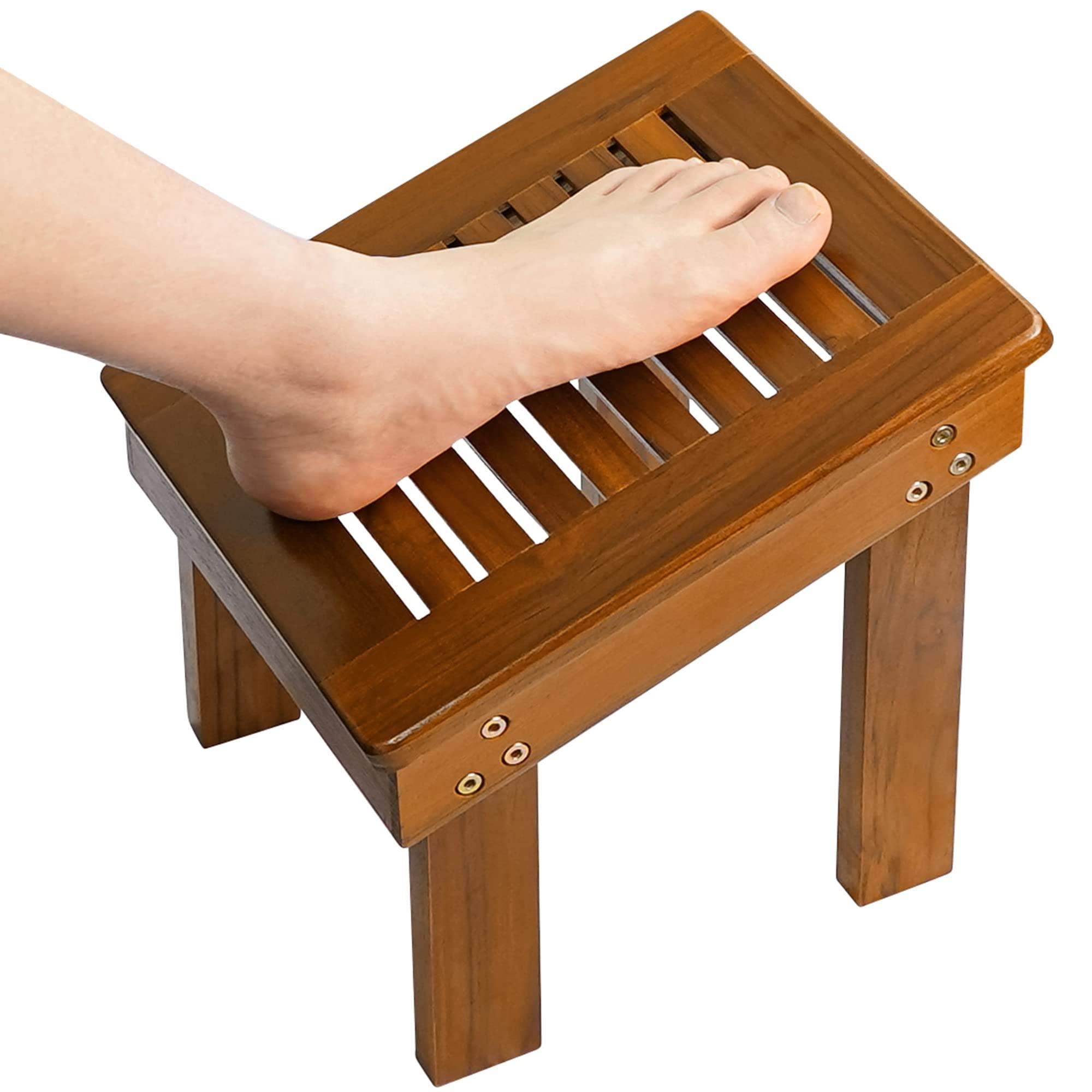 Utoplike Utoplike Teak Shower Stool for Shaving Legs,Bamboo Shower Bench with Storage