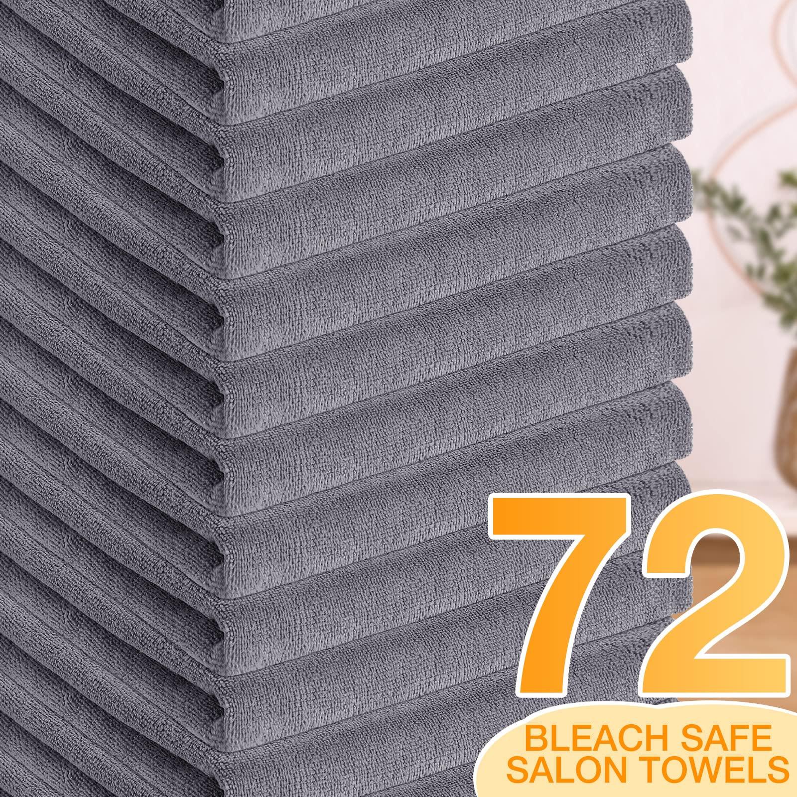 Newwiee Newwiee 72 Pack Microfiber Bleach Proof Towels Bulk for Salon 18 x 30 Inch Dry Lint Free Hair Drying Hand Towels for Hair, Gym, Bath, Spa, Shaving, Barber(Grey)