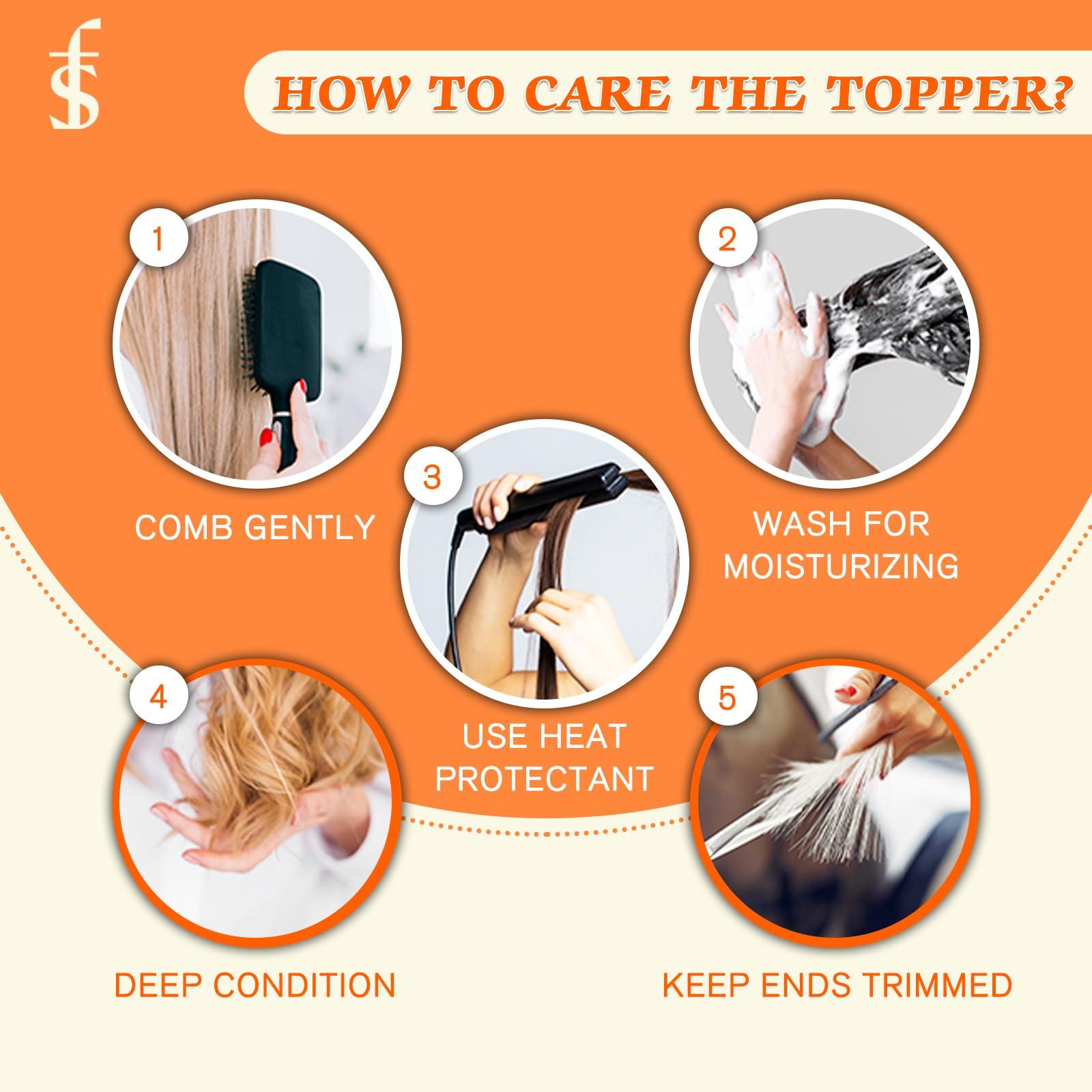 Full Shine Full Shine Brown Hidden Crown Hair Extensions Fading To Blonde Highlight Top Hair Pieces For Women Hair Loss Silk Base Crown 3 * 5 Inch Topee Real Human Hair Wiglet 12 Inch