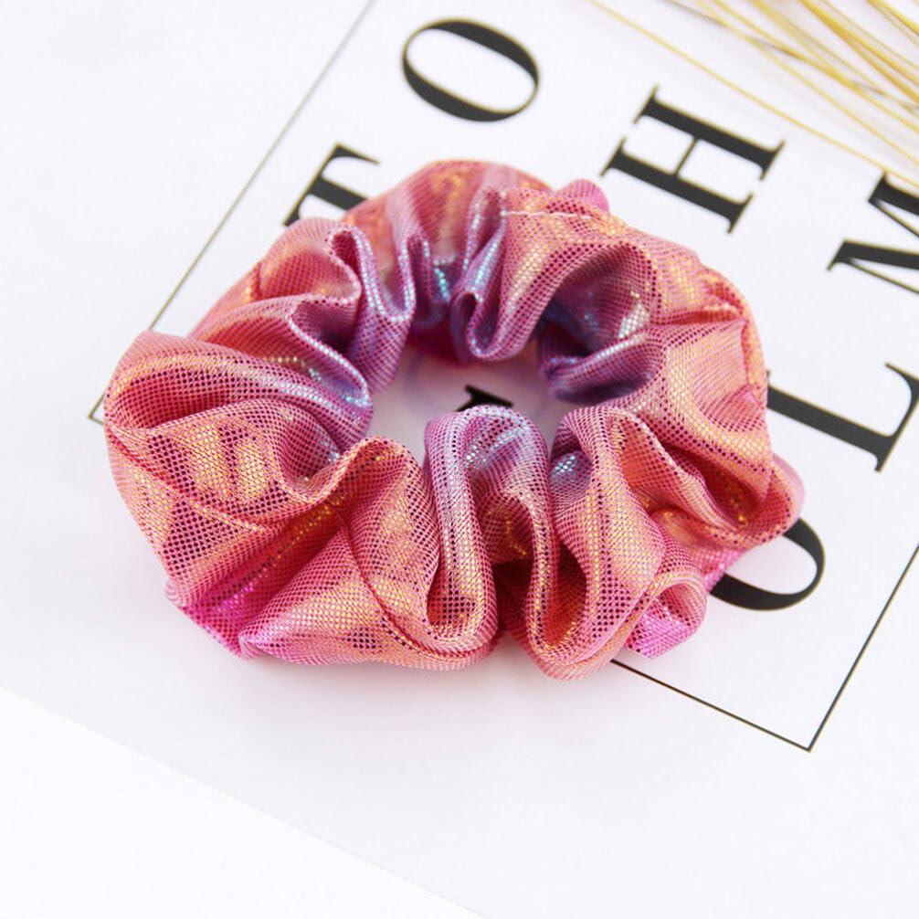 FRCOLOR Hair Scrunchies For Women 8Pcs Neon Scrunchies Shiny Scrunchies For Girls Big Scrunchies Elastic Hair Bands Hair Ties Ponytail Holder For Dance Party Club Hair Accessories