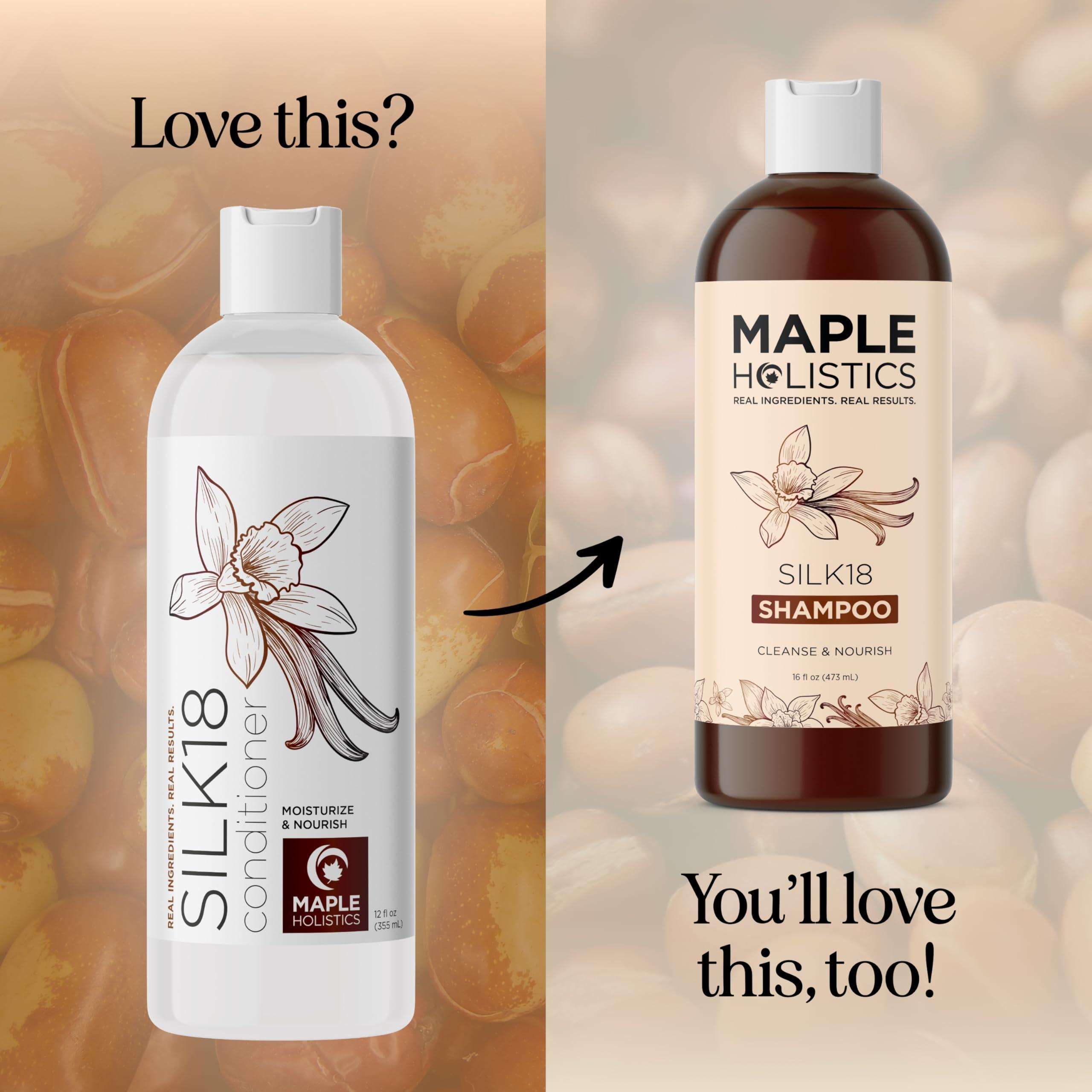 Maple Holistics Silk Protein Conditioner for Damaged Hair - Ultra Moisturizing Conditioner for Dry Hair with Deeply Nourishing Shea Butter Argan Oil Green Tea & Aloe - Helps Define Curls & Control Frizz (12 Fl Oz)