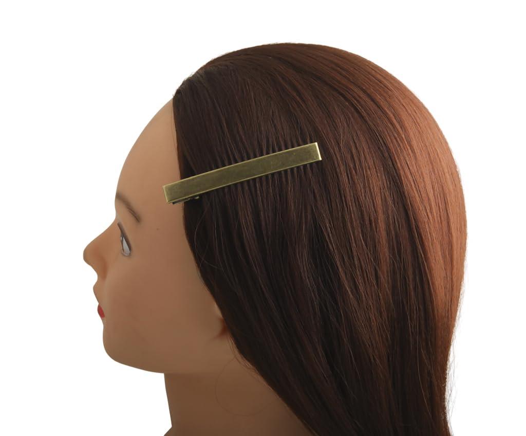 MAHAVIMOKSA MAHAVIMOKSA 30pcs Antique Bronze Flat Surface Single Prong Alligator Hair Clips for DIY Craft Hair Clip Making (80mm/3.15\")