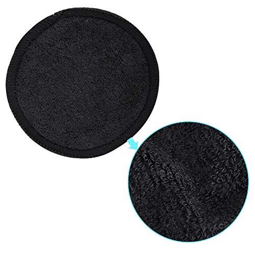 SIQUK SIQUK 24 Pieces Reusable Cotton Rounds Black Makeup Remover Pads Layers Washable Organic Bamboo Cleansing Cloth Pads with Laundry Bag for Eye Makeup Remove Face Wipe