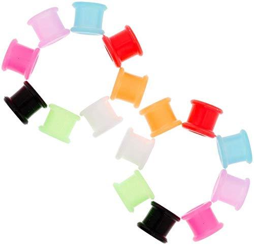 VAGA 8 Pairs of Ears/Earlobes Silicone Piercings Tunnels/Hollow Plugs Jewelry Set/Kit/Lot