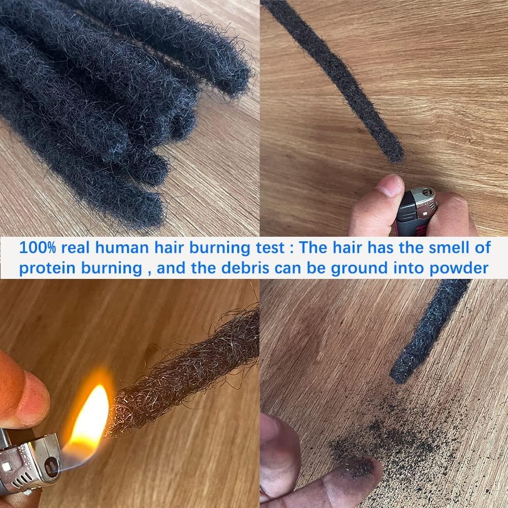 MIUULAAR Loc Extension Human Hair 0.4cm Thickness 4 Inch 70 locs Natural Black Full Handmade Permanent Locs Can Be Dyed and Bleached for Women Men Kids Dreadlock Extensions Real Human Hair