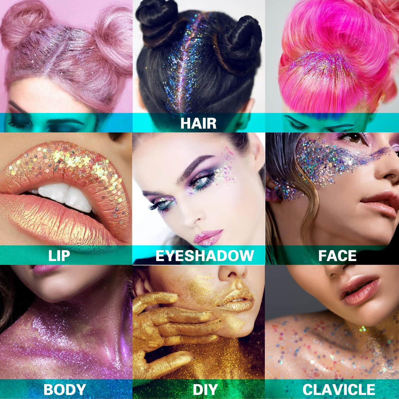 MEICOLY MEICOLY Orange Face Body Glitter,Sparkling Face Glitter Gel,Mermaid Sequins Face Paint Glitter Autumn Makeup,Eye Hair Chunky Festival Rave Accessories Makeup,Party Body Glitter Gel for Women Kids,50ml