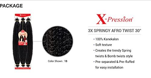 Sun Taiyang Outre Crochet Braids X-Pression Twisted Up 3X Springy Afro Twist 30" (3-PACK, 1B)