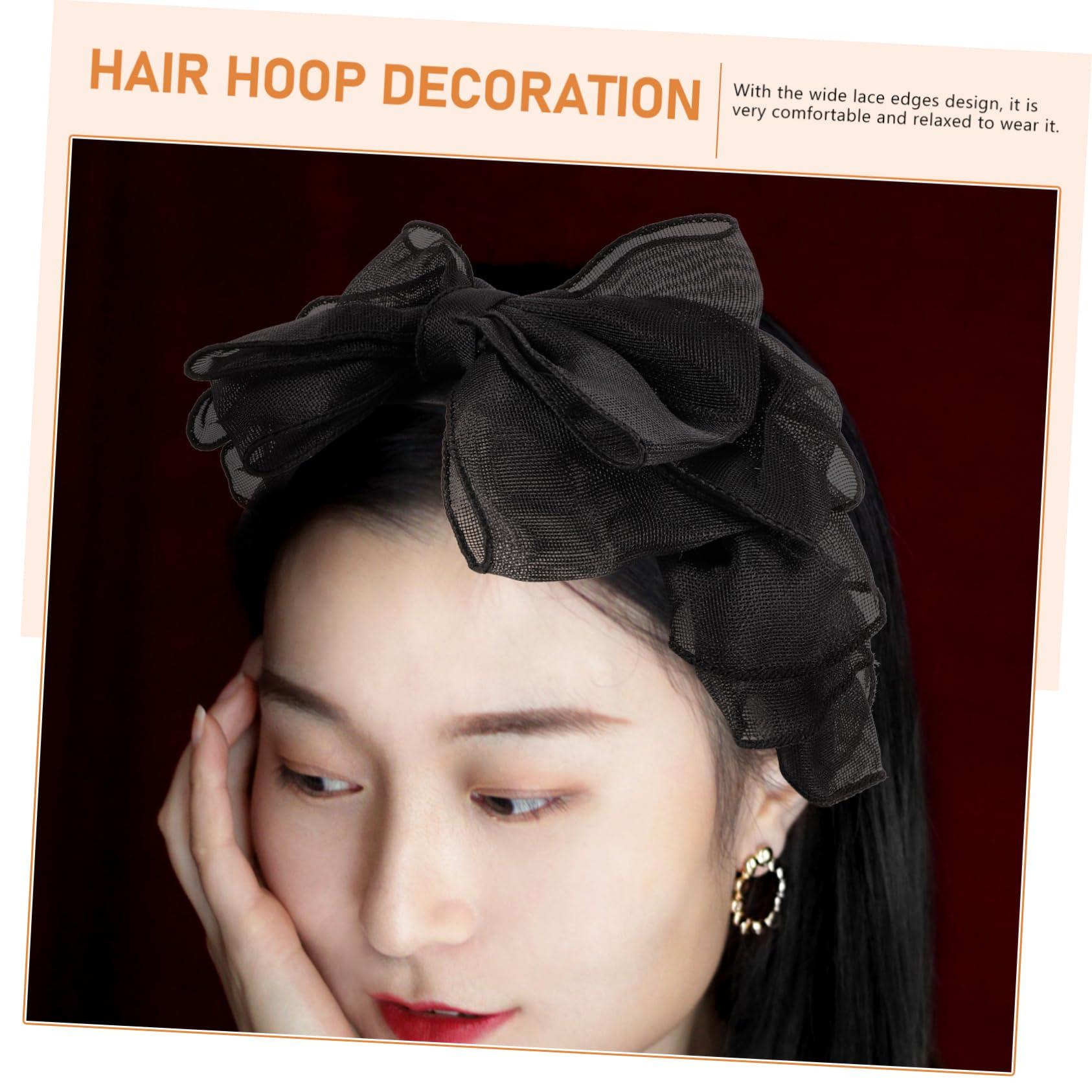 SHERCHPRY SHERCHPRY Black Headband With Bow, Bow Knot Headbands Bow Hair Hoop Cosplay Party