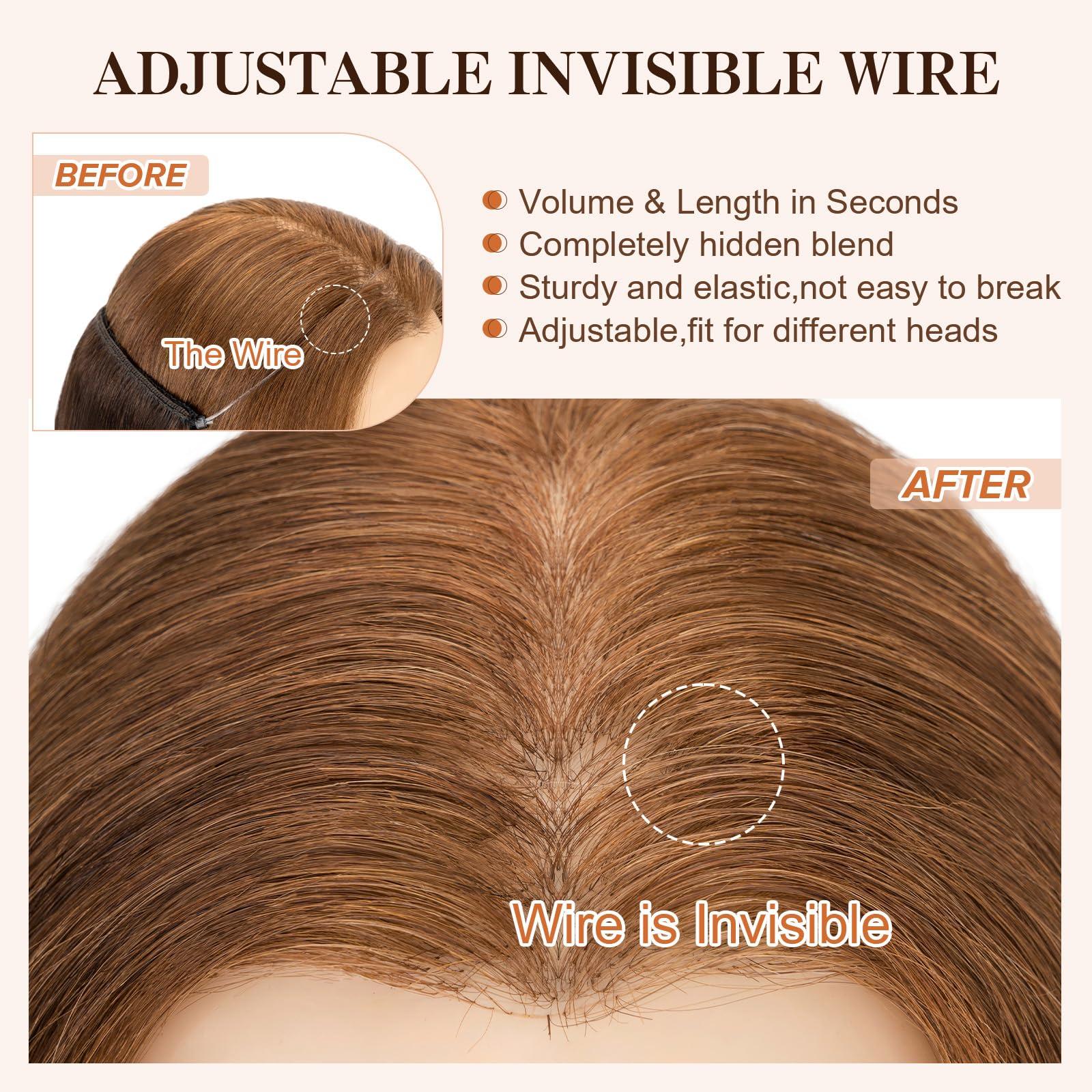 S-noilite Halo Hair Extensions Real Human Hair,S-noilite Halo Hair Extensions,Halo Hair Extension for Women,100% Human Hair Halo Extensions,Halo Hair 65g/18inch 02 Dark Brown